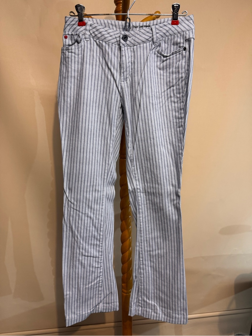 Women’s Peace Love World Blue and White Striped Flared Jeans Size 2